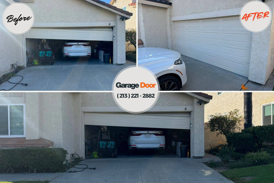 Before and after: garage door repair Long Hill, CT